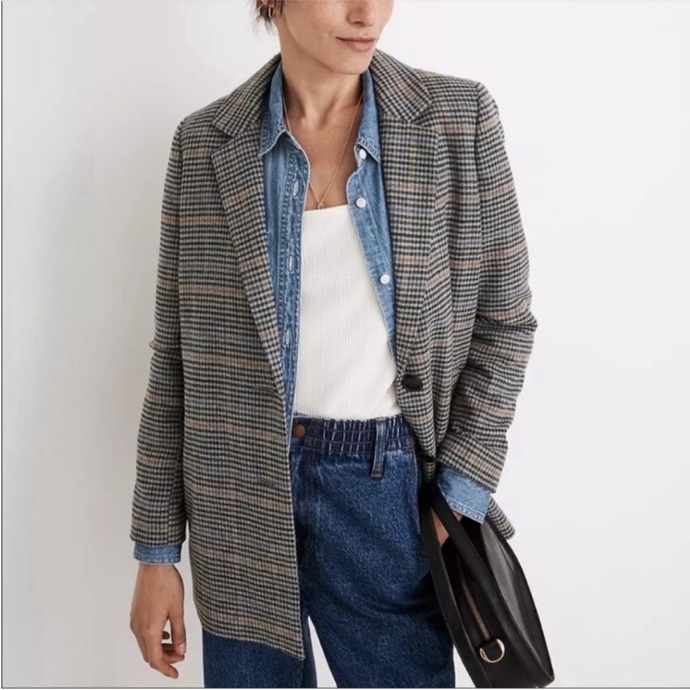 Madewell Dorset Blazer | Brown Plaid Houndstooth | Medium